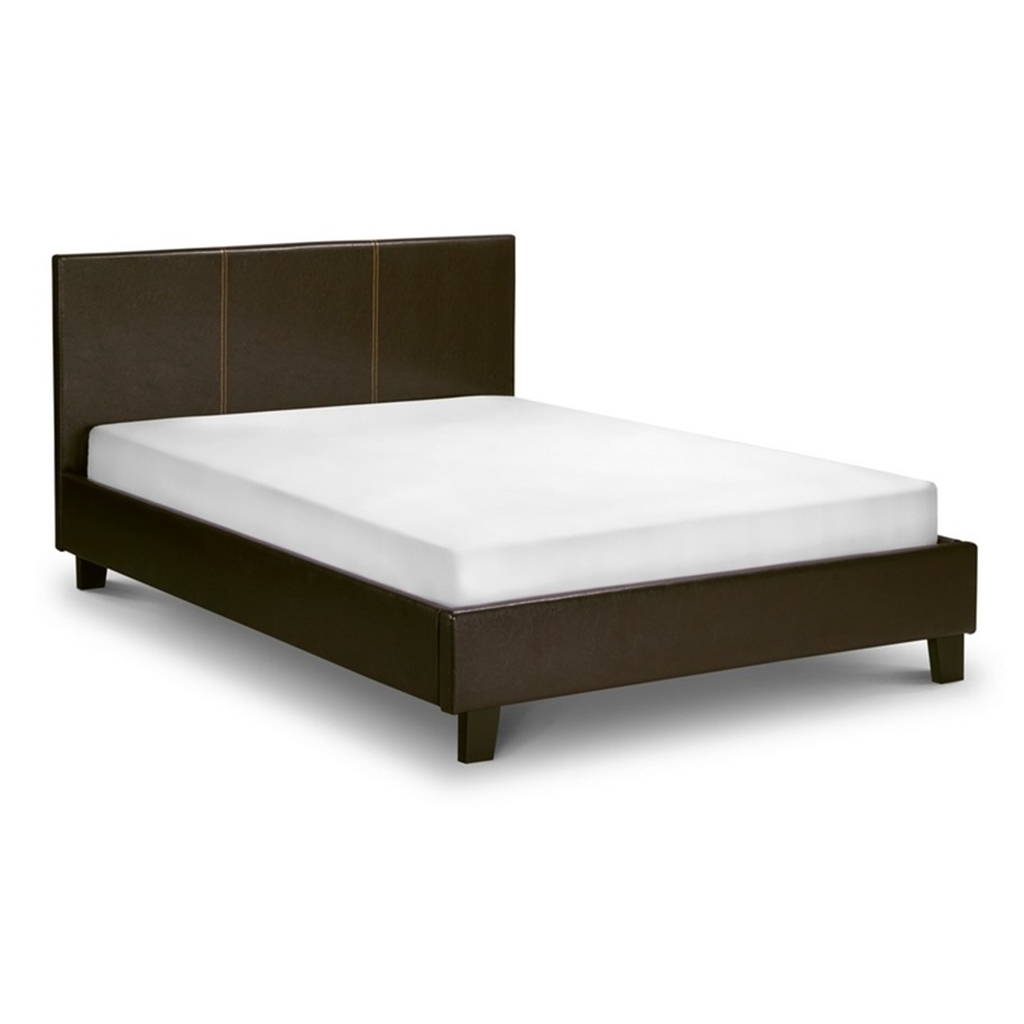 Beds Brown Faux Leather Bed Frame - Double 4ft 6 - Free Next Day Or Day Of Choice Delivery*