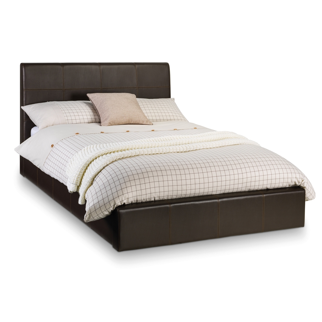 Beds Storage Padded Brown Faux Leather Bed Frame - Double 4ft 6 - Free Next Day Or Day Of Choice Delivery*