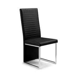 Black Faux Leather and Chrome Legs Dining Chair