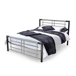 Atlanta Black & Silver Metal Bed Frame - King Size 5ft  - Free Next UK Delivery*