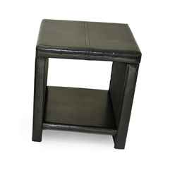 Black Texas Faux Leather Bedside Table 