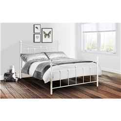 Premium Stone White High End Metal Bed Frame - Double 4ft 6" (135cm) - Best Seller