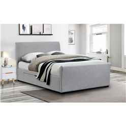 Light Grey Fabric Bed Frame - Double 4'6" (135cm) 