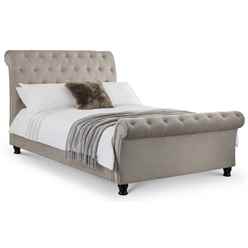 Premium Mink Chenille Sleigh Style Bed Frame - Double 4'6" (135cm)  - Best Seller