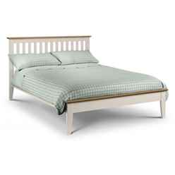 Premium Timeless Two Tone Stone White and Oak Bed Frame - Double 4ft 6" (135cm) 