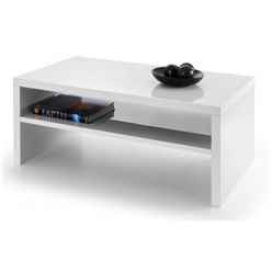 Elegant High Gloss White Coffee Table with Under Shelf