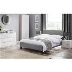 Premium Light Grey Linen Fabric Style Bed Frame - Double 4'6" (135cm) - Best Seller