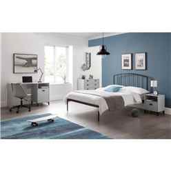 Satin Grey Curved Metal Low End Bed Frame - Double 4ft 6" (135cm) 