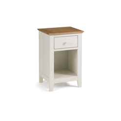 Premium Timeless Two Tone Stone White and Oak Bedside Drawer - 1 Drawer