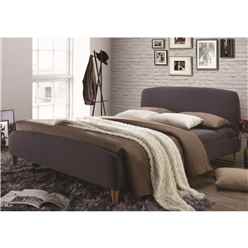 Light Grey Curved Design Contemporary Fabric Bed Frame - King 5ft