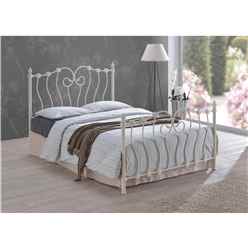 Intricate Weave Ivory Metal Bed Frame - Single 3ft