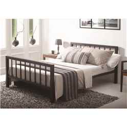 Black Finish Modern Squared Metal Bed Frame - Small Double 4ft