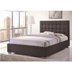Chrome Footed Grey Tall Headboard Fabric Bed Frame - Double 4ft 6" 