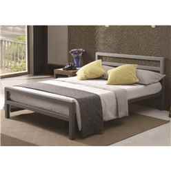 Square Tubular Grey Metal Bed Frame - King Size 5ft 