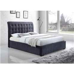 Dark Grey Curved Design Elegant Fabric Bed Frame - Super King 6ft