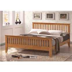 Honey Oak Wooden Bed Frame - Double 4ft 6"