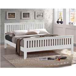 White Wooden Bed Frame - King 5ft