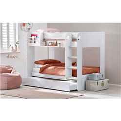 Premium All White Bunk Bed Including Pull Out Trundle