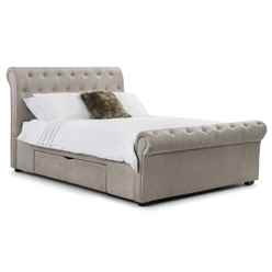 Premium Mink Chenille Sleigh Style Storage Bed Frame - Super King 6ft (180cm) + 2 Underbed Storage Drawers