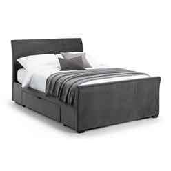 Premium - Dark Grey Velvet Fabric Bed Frame - Double 4" 6' (135cm)