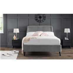 Premium - Grey Velvet Curved Bed Frame - King Size 5ft (150cm)