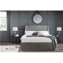 Premium - Grey Velvet Curved Ottoman Bed - Double 4ft 6" (135cm)