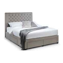 Premium - Grey Deep Button 4 Drawer Bed - Double 4ft 6" (135cm)