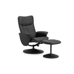 Black Leather Recliner and Stool