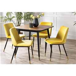 Square Dining Table & 4 Delaunay Mustard Dining Chairs
