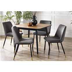 Square Dining Table & 4 Grey Dining Chairs