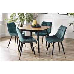 Square Dining Table & 4 Hadid Green Chairs