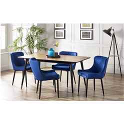 Rectangular Table & 4 Luxe Blue Chairs