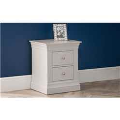 Classical Pine 2 Drawer Bedside Chest - Light Grey