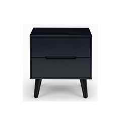 Retro Anthracite Bedside Chest - 2 Drawers