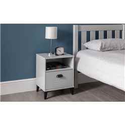Locker-Style Arctic Grey Bedside Chest - 1 Drawer