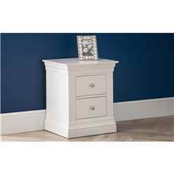 Classical Pine 2 Drawer Bedside Chest - Surf White