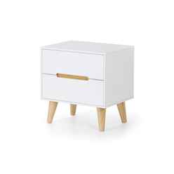 Retro White Bedside Chest - 2 Drawers