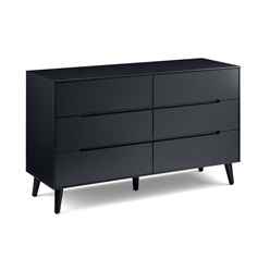 Retro Anthracite Wide Chest - 6 Drawers