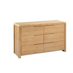Oak Curve 6 Drawer Wide Chest