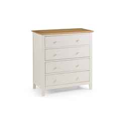 Premium Timeless Two Tone Stone White and Oak 4 Drawer Chest 