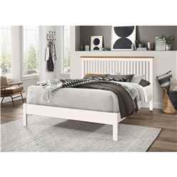 White Minimal Shaker Style Wooden Bed Frame - Double 4ft 6"