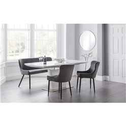 Como & Luxe Grey Dining Set (2 Chairs & Bench)