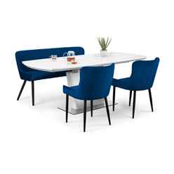 Como & Luxe Blue Dining Set (2 Chairs & Bench)