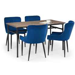 Carnegie Dining Table & 4 Luxe Blue Chairs