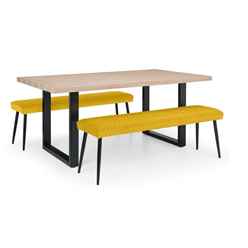Berwick Dining Table & 2 Luxe Low Mustard Benches