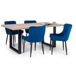 Berwick Dining Table & 4 Luxe Blue Chairs