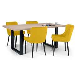 Berwick Dining Table & 4 Luxe Mustard Chairs