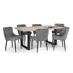 Berwick Dining Table & 6 Luxe Grey Chairs