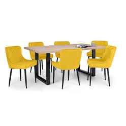 Berwick Dining Table & 6 Luxe Mustard Chairs