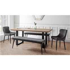 Berwick Dining Table, 2 Luxe Low Grey Benches & 2 Luxe Grey Chairs